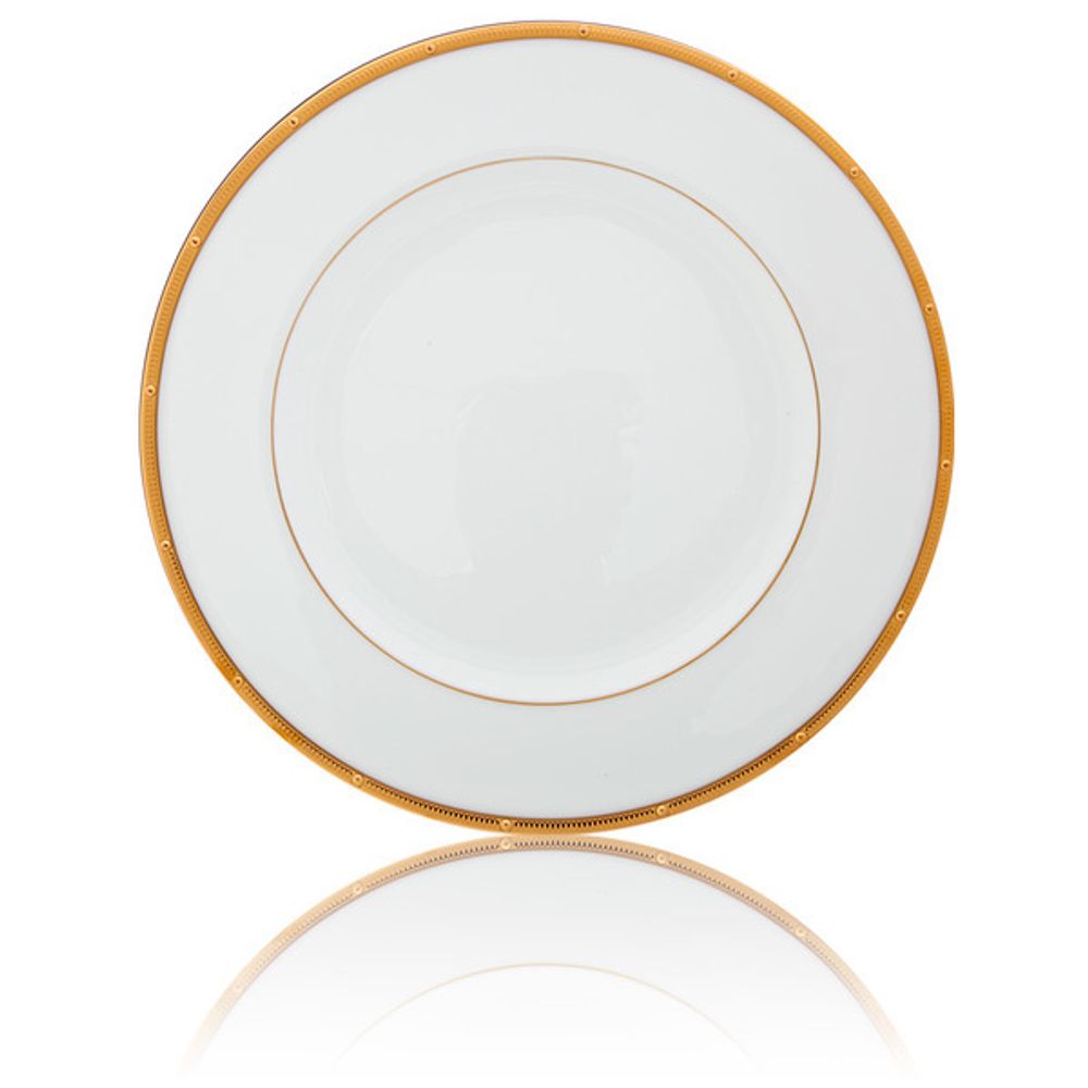 Тарелка закусочная Noritake Рочель Золотой кант 22 см, фарфор костяной