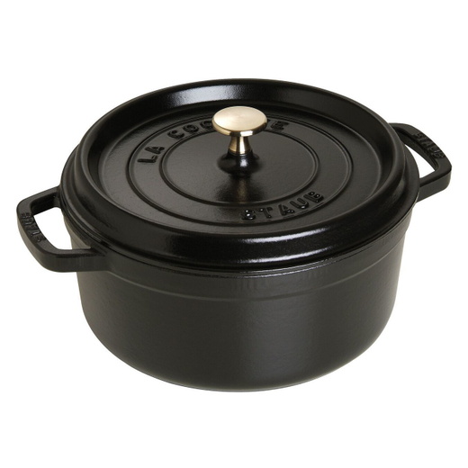 Кокот Staub, чугунный, круглый, объем 3.8 л, диаметр 24 см, черный