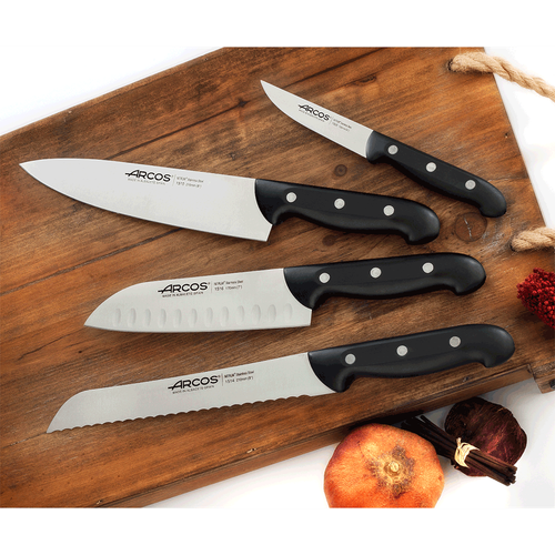 Нож поварской сантоку 17 см, из прокатной высокоуглеродистой нержавеющей стали, пластиковая рукоять, черный, 151600, Maitre, Arcos