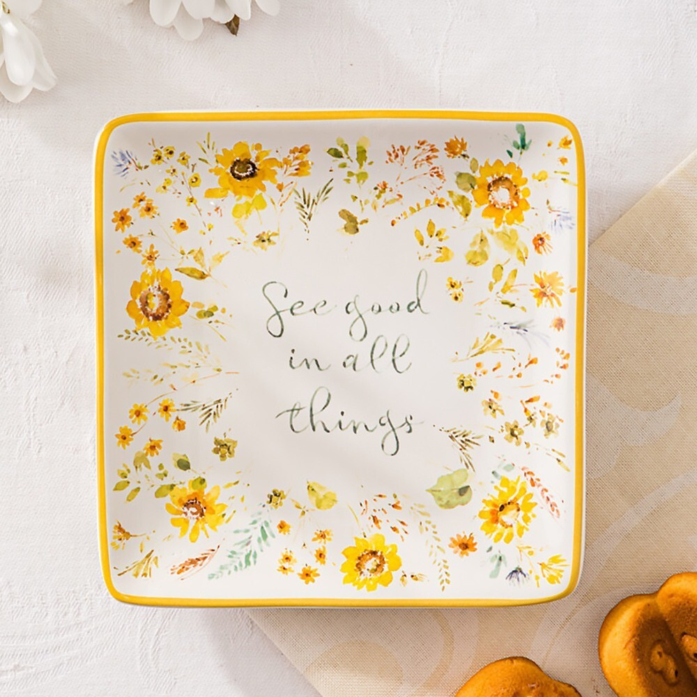 Тарелка пирожковая квадратная 15х15 см Certified Int. Подсолнухи, Смотри на жизнь проще