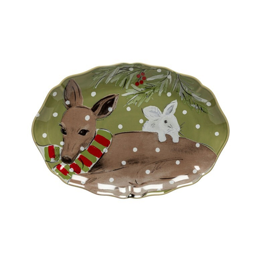 Сервировочное блюдо 32,3х22,2 см, зеленый, Deer Friends, Costa Nova