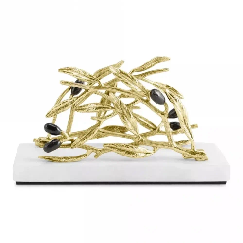 Салфетница Michael Aram Оливковая ветвь 19,5х7х10 см, латунь, мрамор