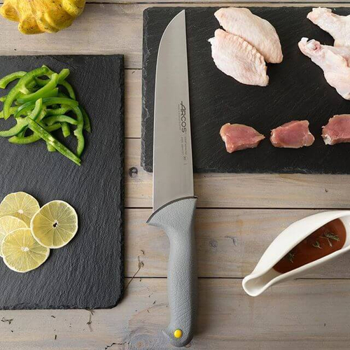 Поварской нож «Шеф» 20 см, из прокатной высокоуглеродистой нержавеющей стали, пластиковая рукоять, серый, 2410, Colour-prof, Arcos