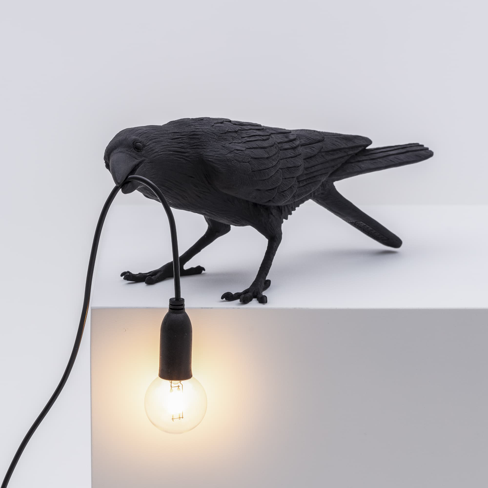 Настольная лампа Bird Playing Black, Bird Lamp, Seletti
