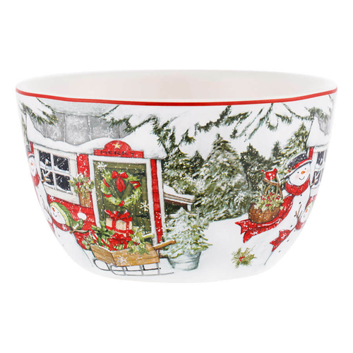 Салатник индивидуальный 13 см Два снеговика, Certified Int. Дом снеговика