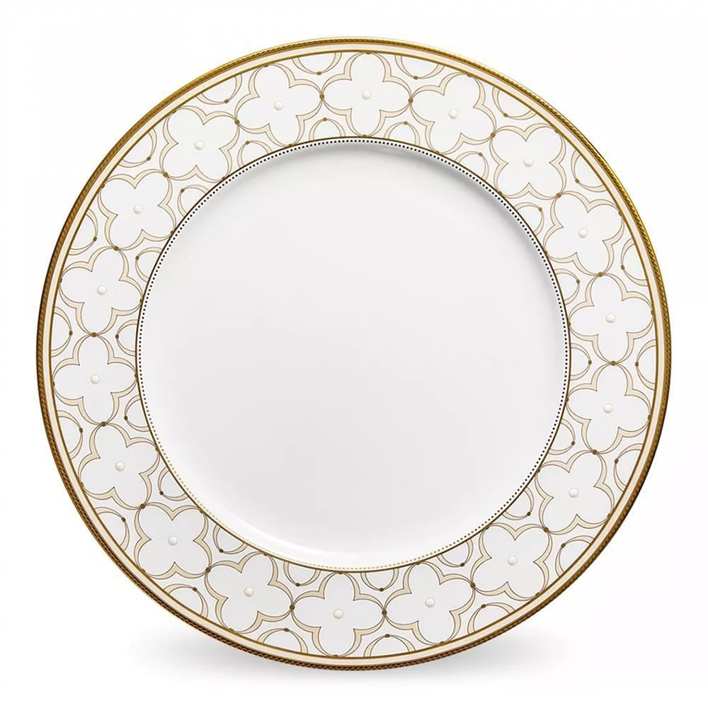 Тарелка обеденная Noritake Трефолио, золотой кант 28 см, фарфор костяной
