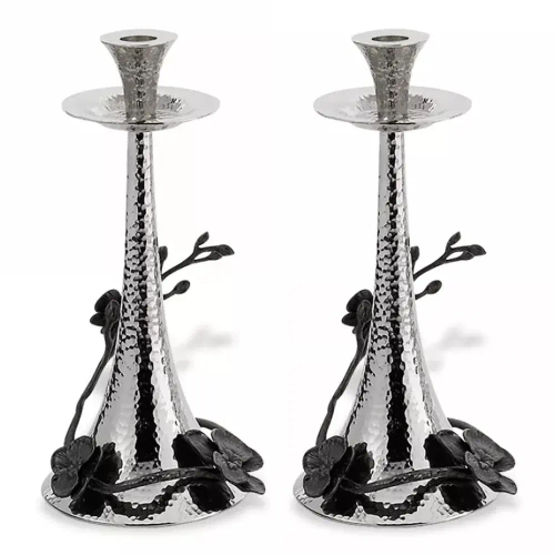 Набор подсвечников Michael Aram Черная орхидея 28 см, 2 шт, серебристая