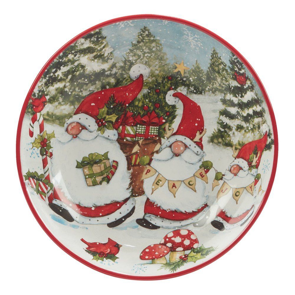 Тарелка суповая 23 см Certified Int. Рождественские гномы белая