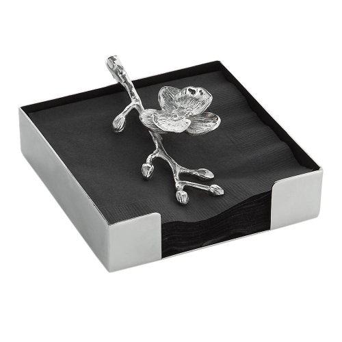 Салфетница Michael Aram Белая орхидея 13 см, сталь нержавеющая, серебристая